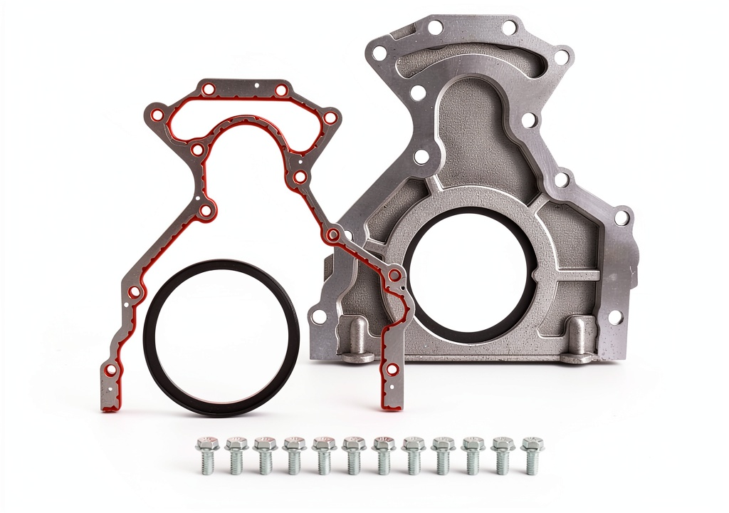 Installing YHTAUTO Rear Main Seal Cover Set for Chevrolet on a workbench