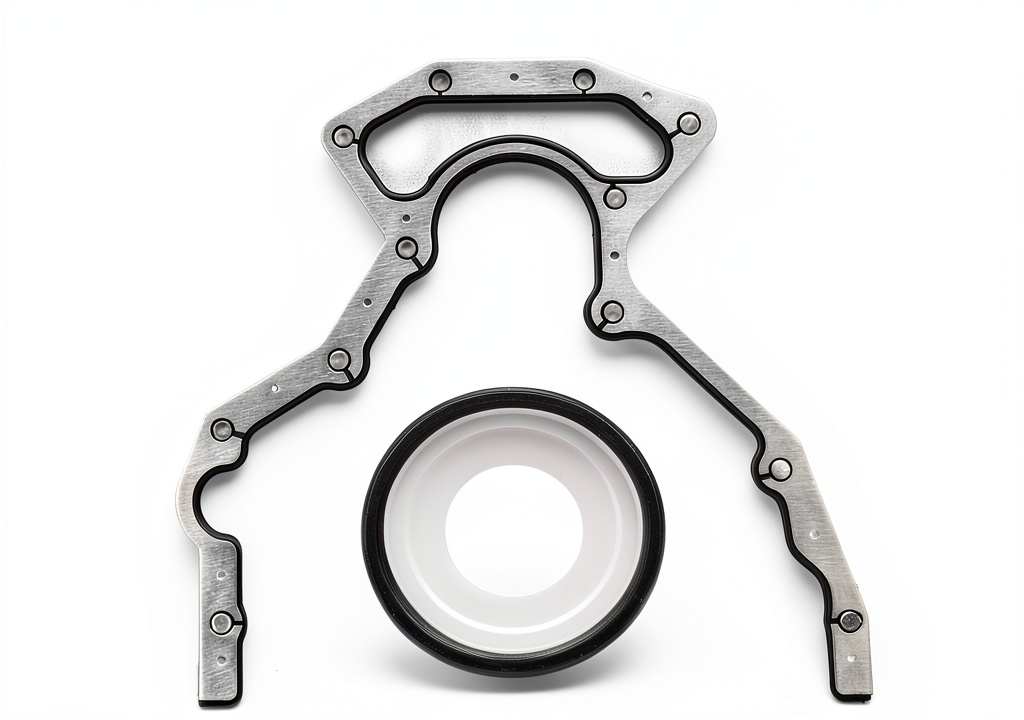 Mechanic installing rear main gasket in a Chevrolet engine