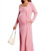 Ecavus Maternity Tube Dress 2‑Piece Cardigan Set for Baby Shower-3