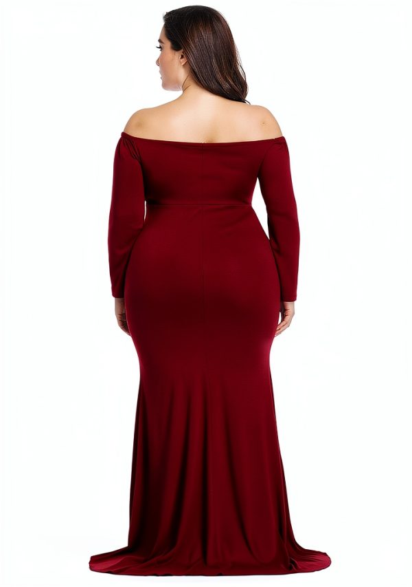 Maternity Photoshoot Dress YnimioAOX Elegant Maxi Gown Stretchy-3