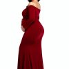 Maternity Photoshoot Dress YnimioAOX Elegant Maxi Gown Stretchy-2