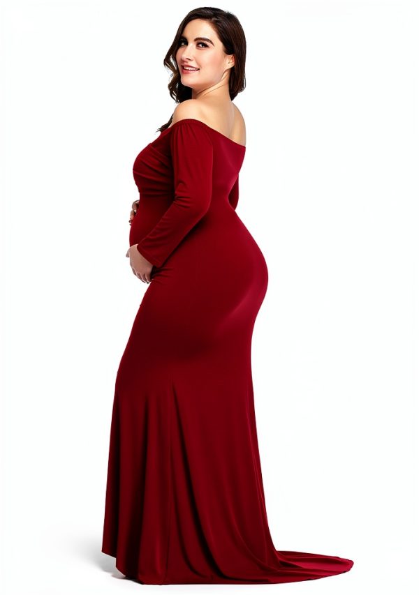 Maternity Photoshoot Dress YnimioAOX Elegant Maxi Gown Stretchy-2