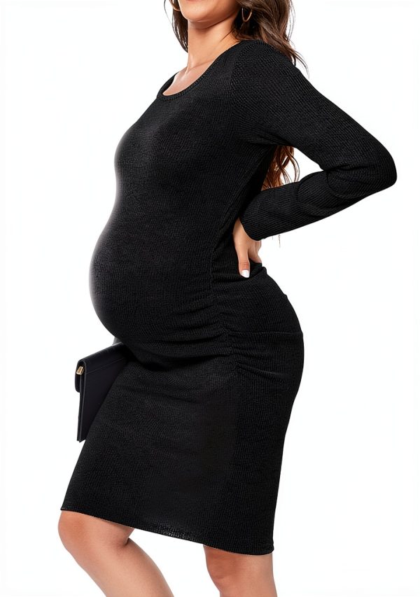 Smallshow Women's Knit Maternity Dress Sleeve Stretchy Knit Casual-3