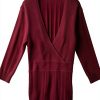 Women's Fall Maternity Dress OUGES Wrap V Neck Pleated Midi 2025-4