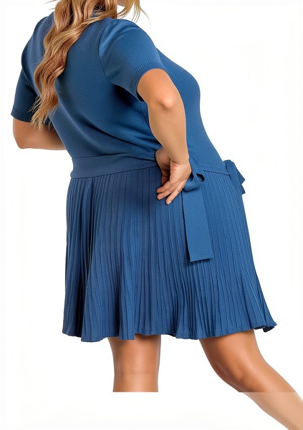 V FOR CITY Maternity Dress Pleated Waistband V Neck Sleeve Knit S-XL-5