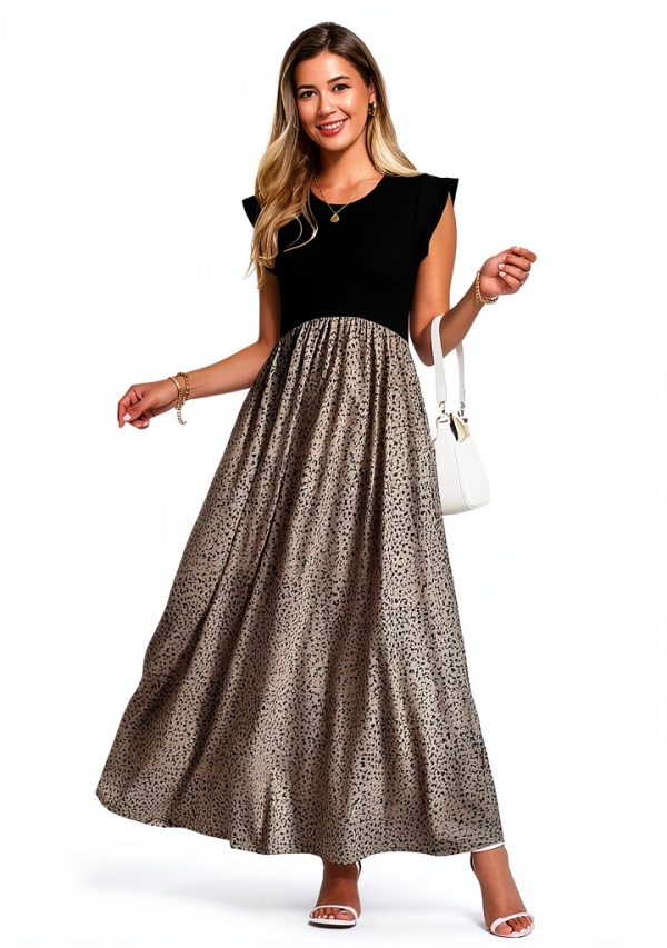 OUGES Women 2026 Spring Maternity Maxi Dress Sleeveless Ribbed Pockets-2