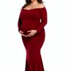 Maternity Photoshoot Dress YnimioAOX Elegant Maxi Gown Stretchy-1