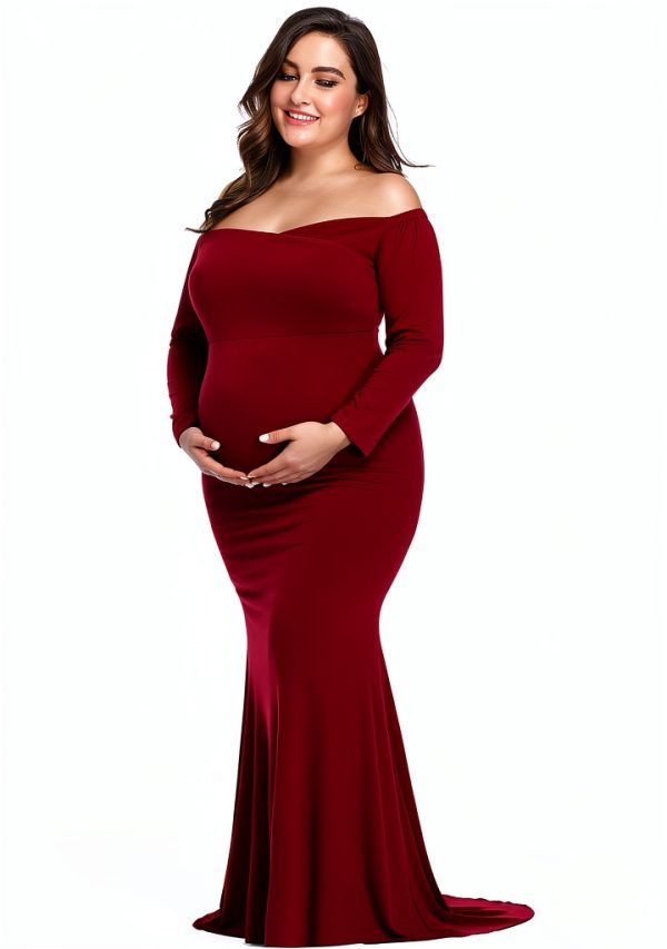 Maternity Photoshoot Dress YnimioAOX Elegant Maxi Gown Stretchy-1