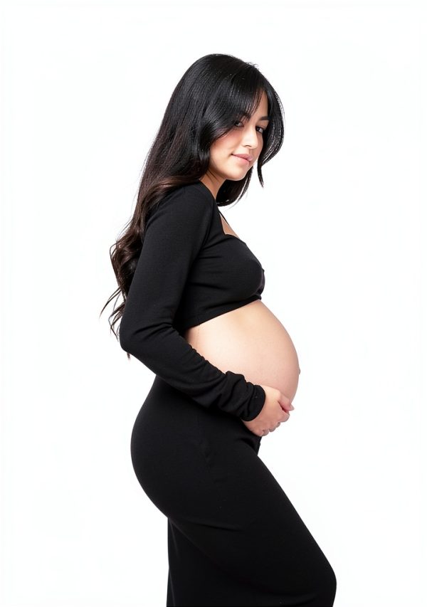 Bhome Maternity Photoshoot Dress Sleeve Cutout Backless Maxi Gown-5