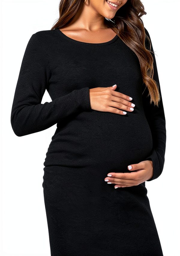 Smallshow Women's Knit Maternity Dress Sleeve Stretchy Knit Casual-0