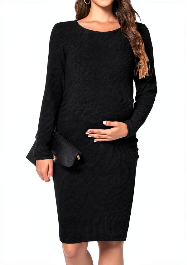 Smallshow Women's Knit Maternity Dress Sleeve Stretchy Knit Casual-2