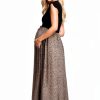 OUGES Women 2026 Spring Maternity Maxi Dress Sleeveless Ribbed Pockets-4