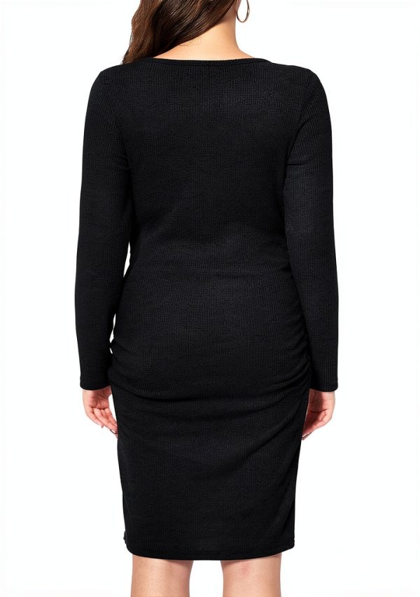 Smallshow Women's Knit Maternity Dress Sleeve Stretchy Knit Casual-4