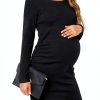 Smallshow Women's Knit Maternity Dress Sleeve Stretchy Knit Casual-1