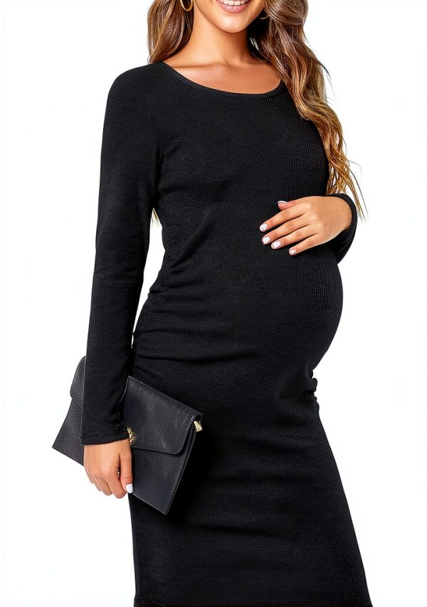 Smallshow Women's Knit Maternity Dress Sleeve Stretchy Knit Casual-1