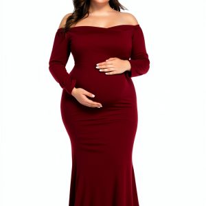 Maternity Photoshoot Dress YnimioAOX Elegant Maxi Gown Stretchy-0