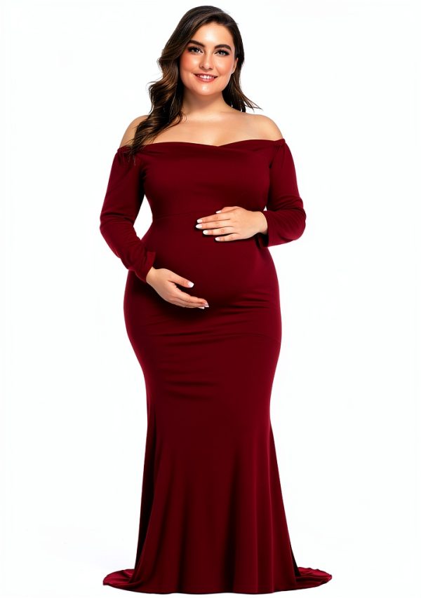 Maternity Photoshoot Dress YnimioAOX Elegant Maxi Gown Stretchy-0