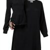 Smallshow Women's Split Maternity Dress Long Sleeve Ruched Pregnancy Clothes-5