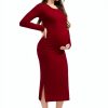 Smallshow Women's Long Sleeve Maternity Sweater Dress Knit Fall Winter Pregnancy Clothes-2