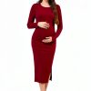 Smallshow Women's Long Sleeve Maternity Sweater Dress Knit Fall Winter Pregnancy Clothes-1