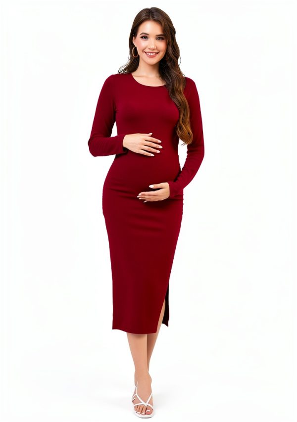 Smallshow Women's Long Sleeve Maternity Sweater Dress Knit Fall Winter Pregnancy Clothes-1