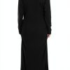 Smallshow Women's Split Maternity Dress Long Sleeve Ruched Pregnancy Clothes-4