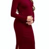 Smallshow Women's Long Sleeve Maternity Sweater Dress Knit Fall Winter Pregnancy Clothes-0